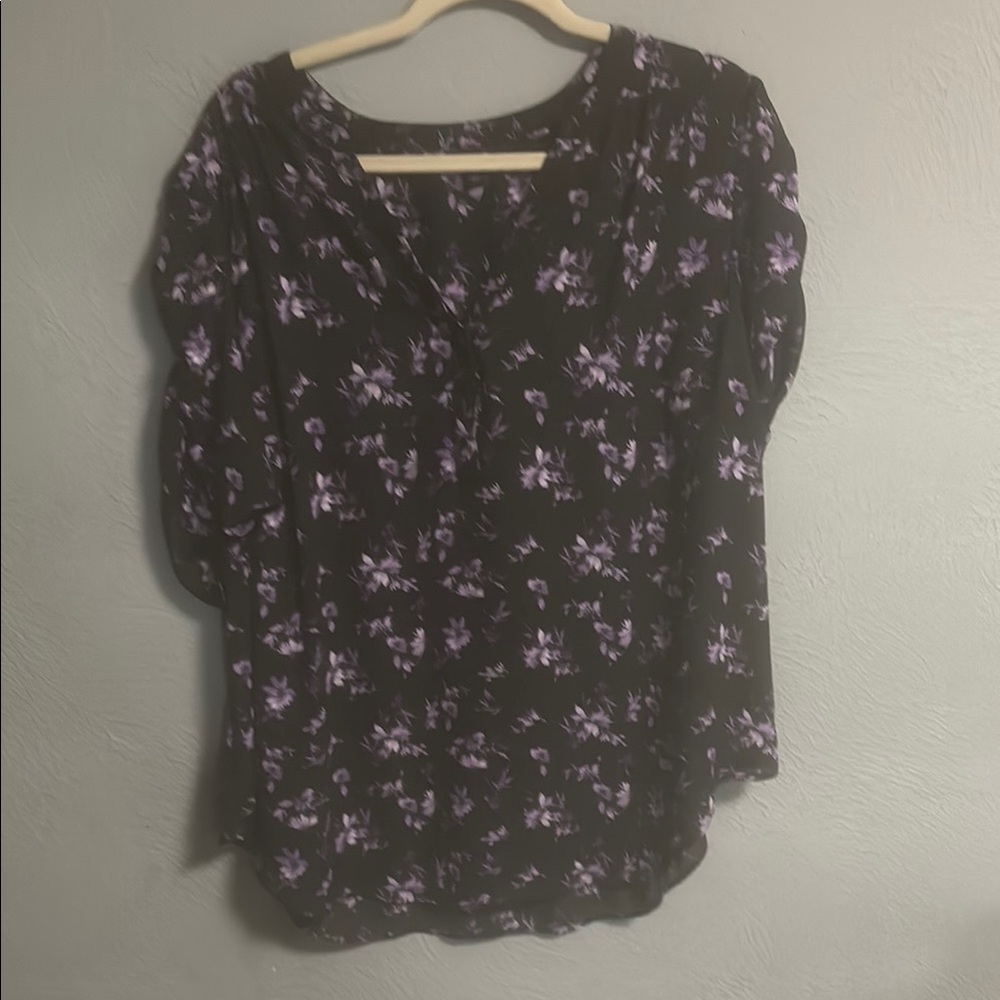 Floral Black and Purple Women's Top